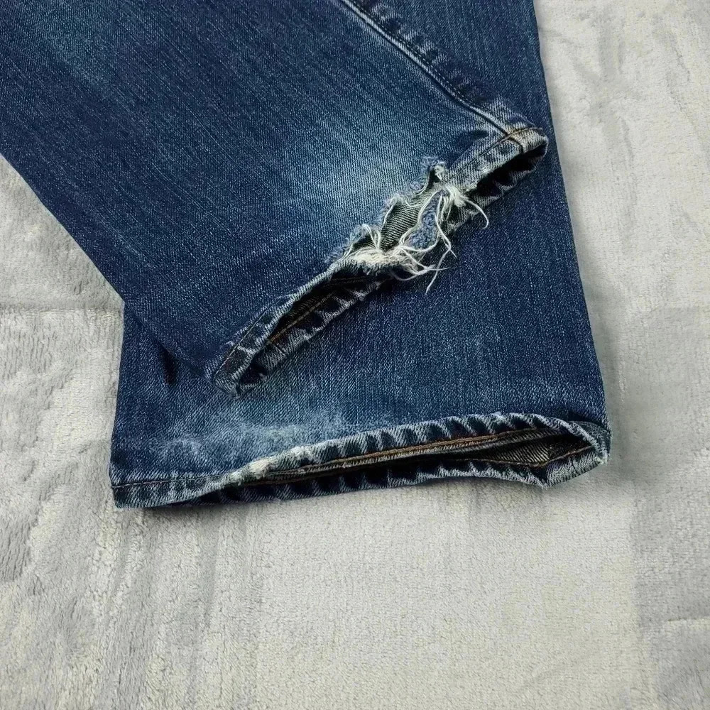 J Crew 770 Jeans Mens 38x32 Kaihara Japanese Denim Slim Straight Distressed - Picture 12 of 13